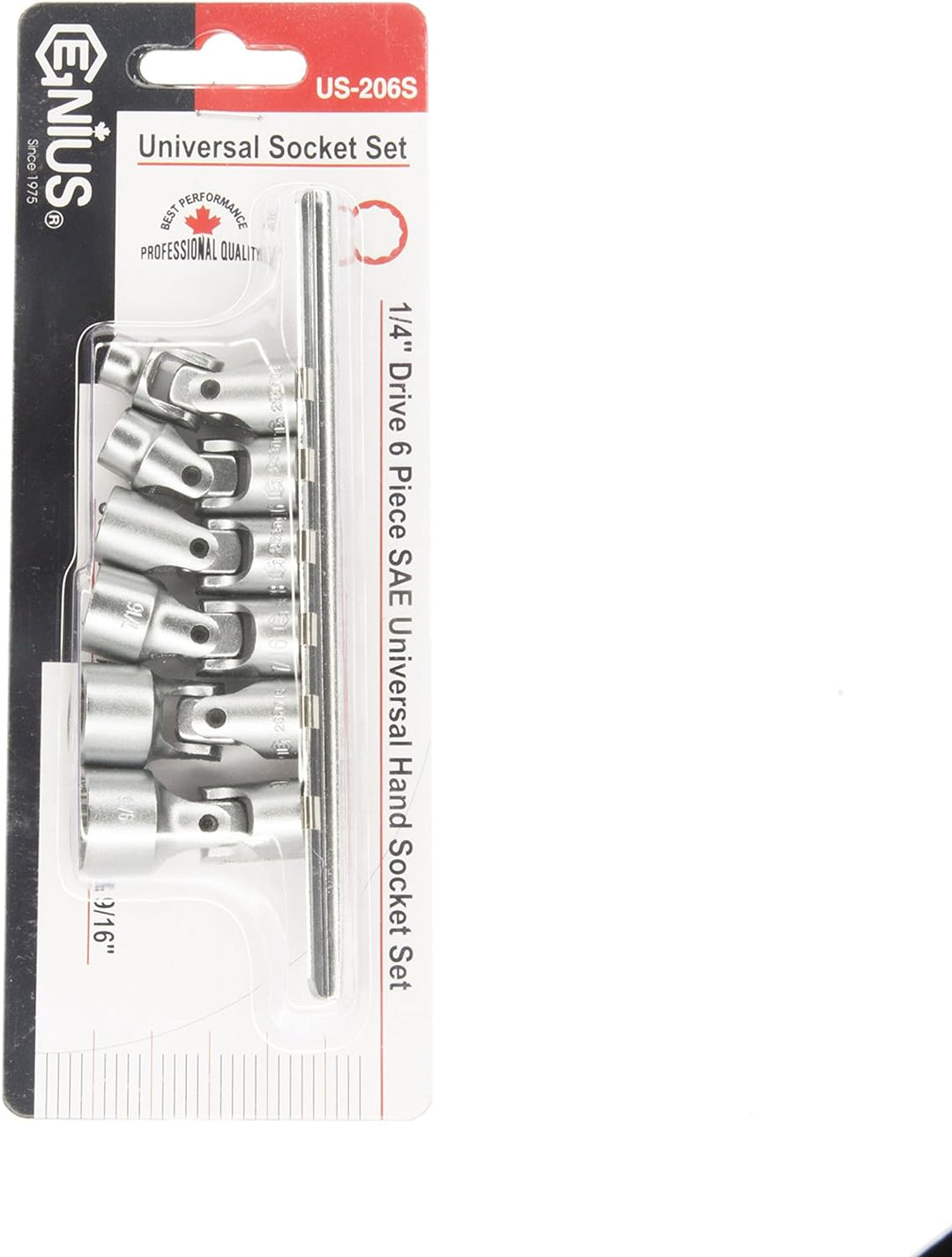 Genius Tools Dr. SAE Universal-Hand-Steckschlüsselsatz, 12-kant, 6 Stück, US-206S