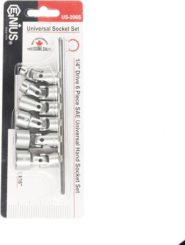 Genius Tools Dr. SAE Universal-Hand-Steckschlüsselsatz, 12-kant, 6 Stück, US-206S
