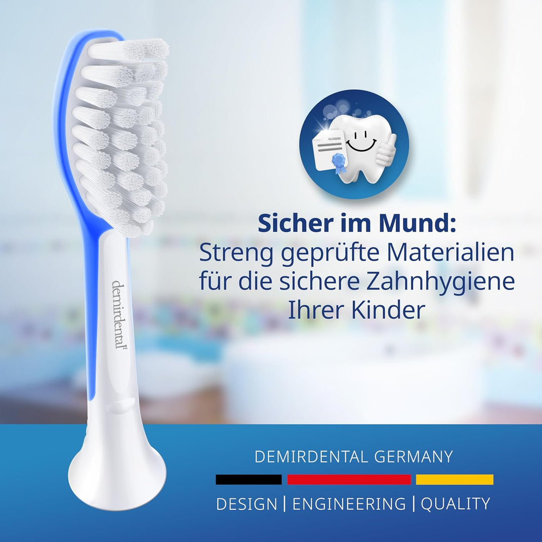 demirdental Kinder Ersatzbürsten passend für Philips Sonicare Kids, Bürstenköpfe ab 7 Jahre, entspri