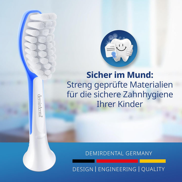 demirdental Kinder Ersatzbürsten passend für Philips Sonicare Kids, Bürstenköpfe ab 7 Jahre, entspri