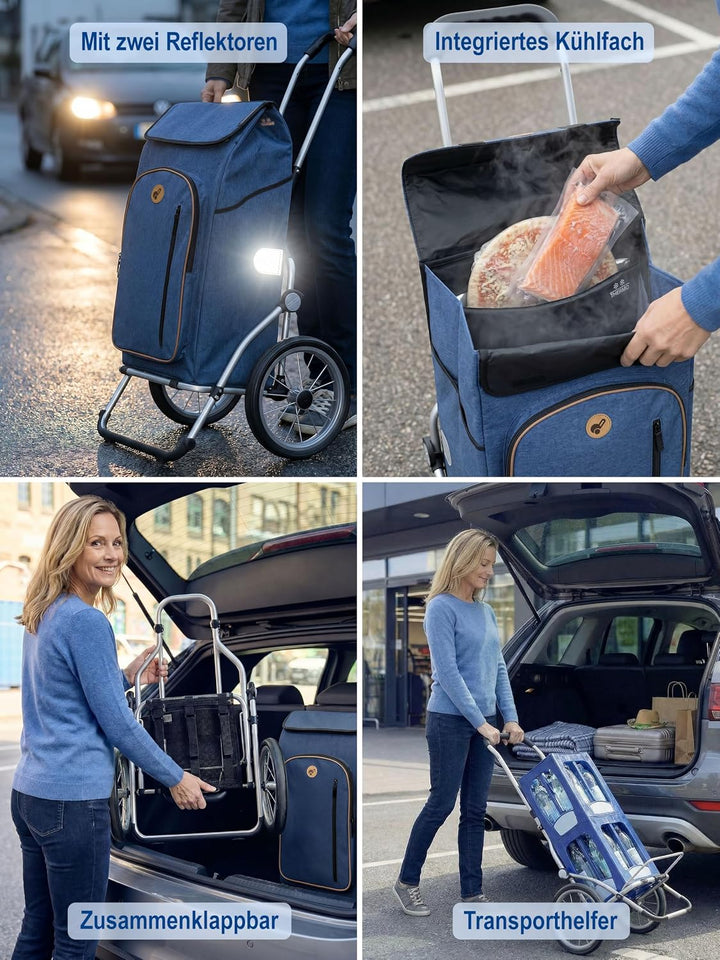 ANDERSEN Einkaufstrolley - Royal Shopper Folke blau 61 L Freizeit, Handwagen, Thermo, Aluminium, kla
