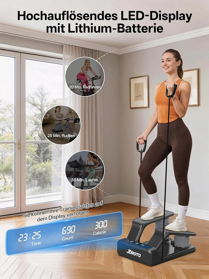 JOROTO Air Resistance Stepper für Zuhause, Mini Stepper mit 5-stufig Einstellbarer Intensität + Bänd