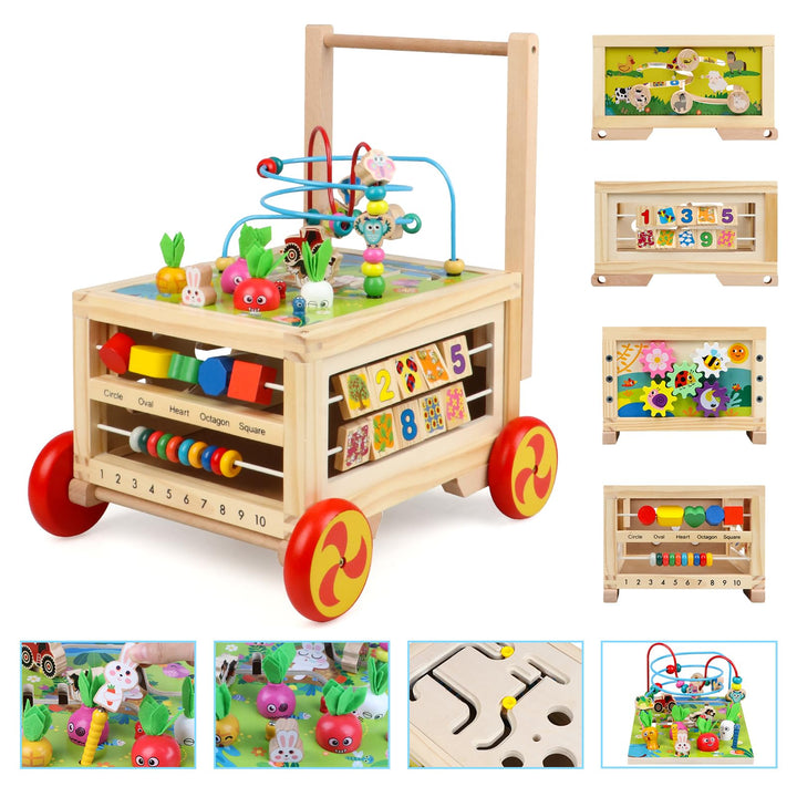 KABENFIS Holz Activity Cube mit Rädern für Jungen und Mädchen