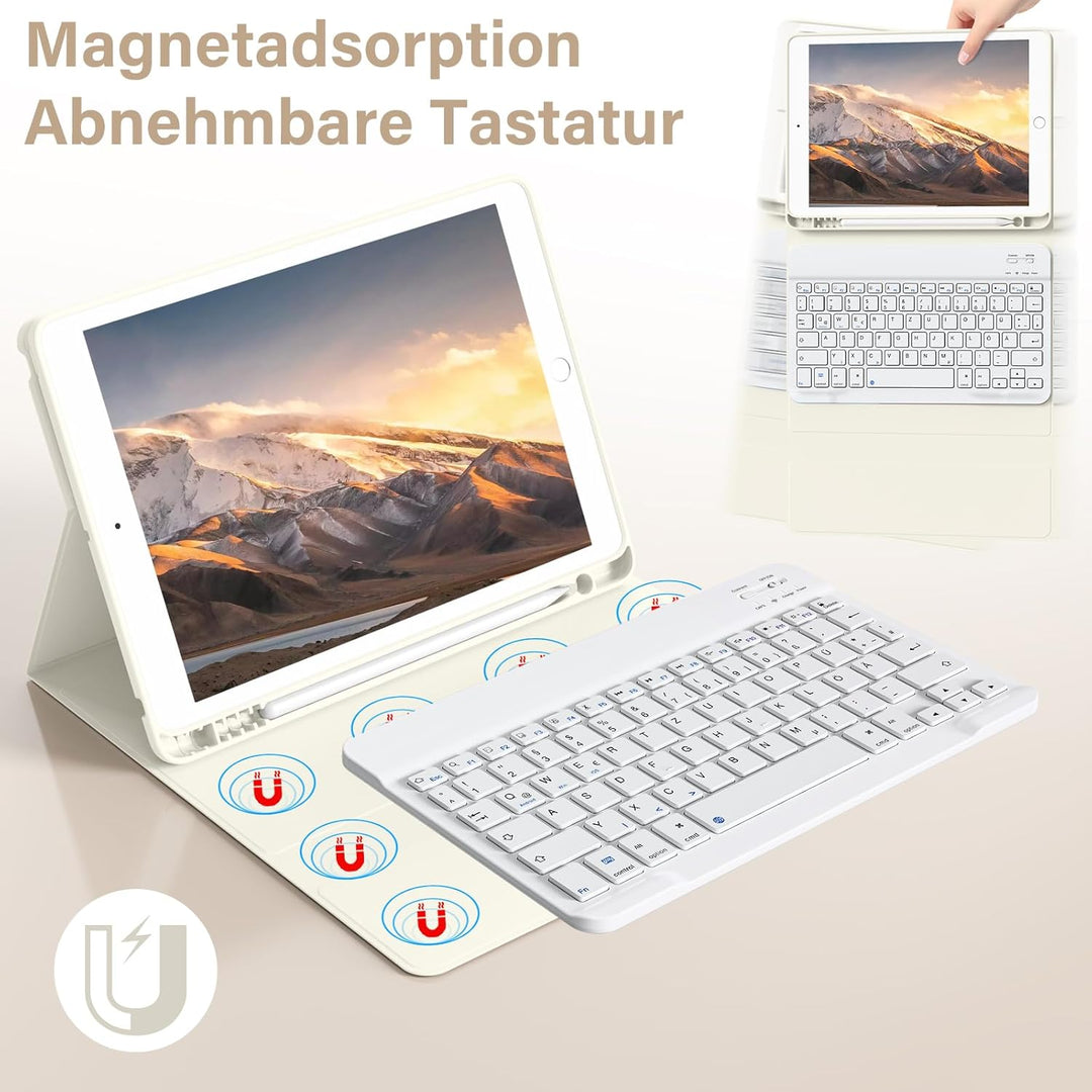 Tastatur Hülle für iPad 10.2 Zoll (9./8./7. Generation - 2021/2020/2019), Soft TPU Rückseite Gehäuse