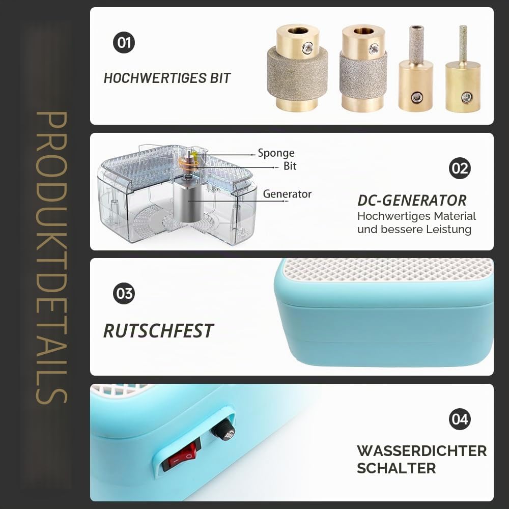 Mühle aus geflecktem Glas, Keramik und anderen Materialien, Mini-Mahlwerkzeuge-Set für Heimwerker, B