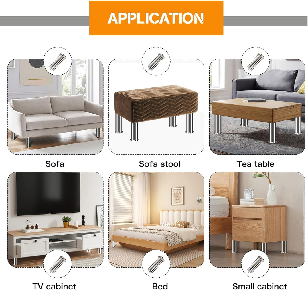 4 Stück Möbelfüsse Edelstahl, 18cm Sofa Füsse, Möbelbeine Metall, Für Schrankfüsse Bett Beine/Sofa B