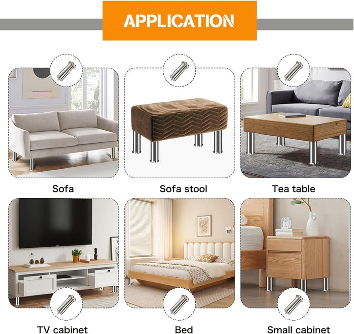 4 Stück Möbelfüsse Edelstahl, 18cm Sofa Füsse, Möbelbeine Metall, Für Schrankfüsse Bett Beine/Sofa B