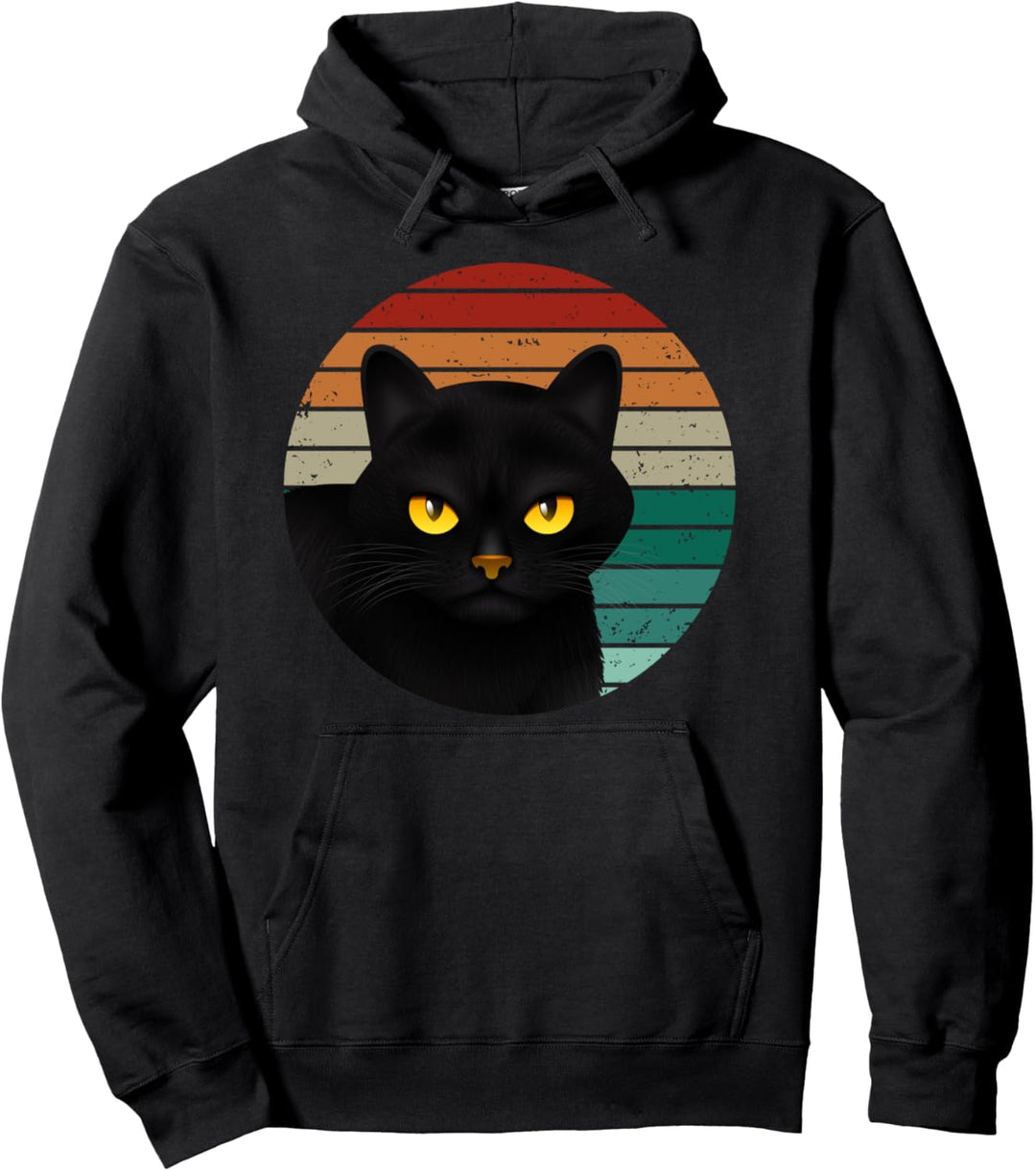 Vintage Katze I Schwarze Katze Retro Style I Katzen Pullover Hoodie