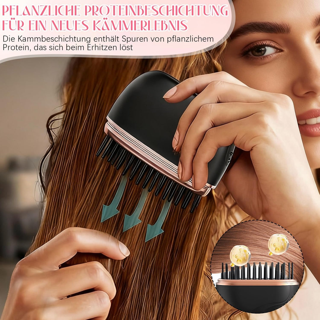 Mini Hair Straightener Brush, Mini-Glätteisen Kabellos, Schnelles Erhitzen, Wiederaufladbare Tragbar