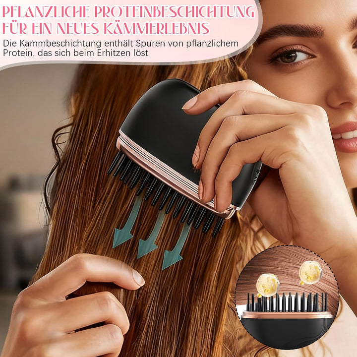 Mini Hair Straightener Brush, Mini-Glätteisen Kabellos, Schnelles Erhitzen, Wiederaufladbare Tragbar
