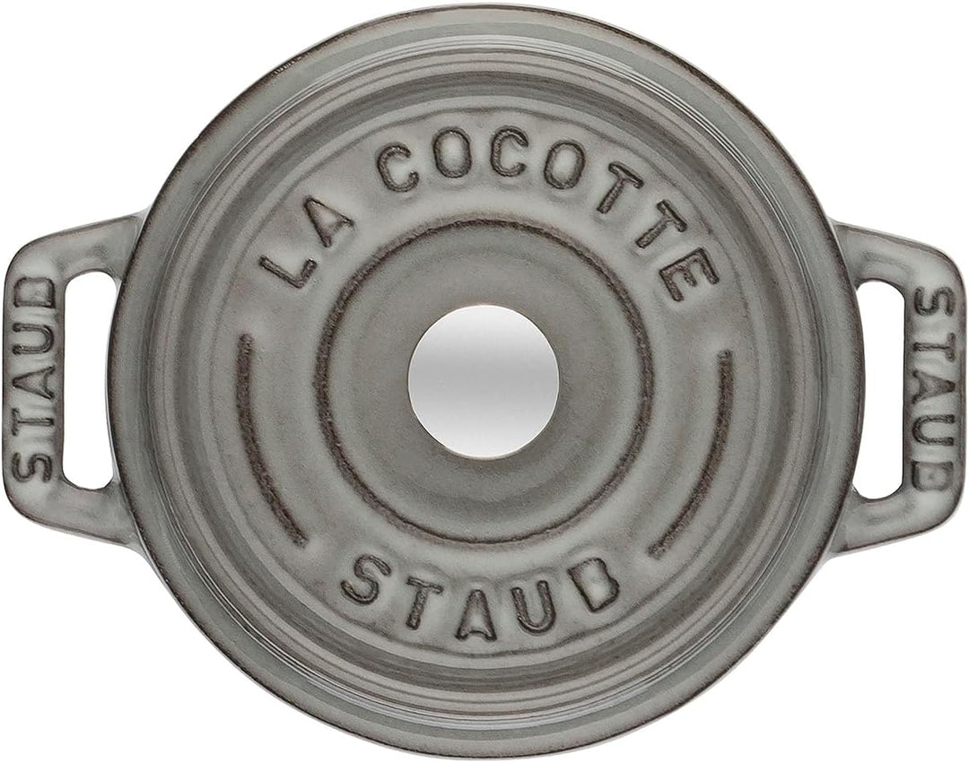 Staub 40500-106-0 Mini Cocotte, rund mit Deckel 10 cm, 0,25 L, induktionsgeeignet, mit mattschwarzer