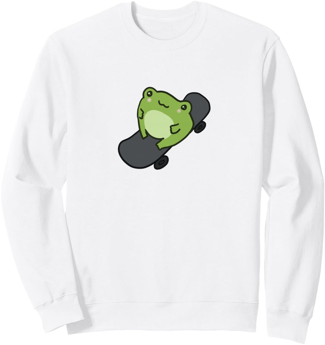Frosch auf Skateboard - Netter Kawaii ästhetischer Frosch Sweatshirt