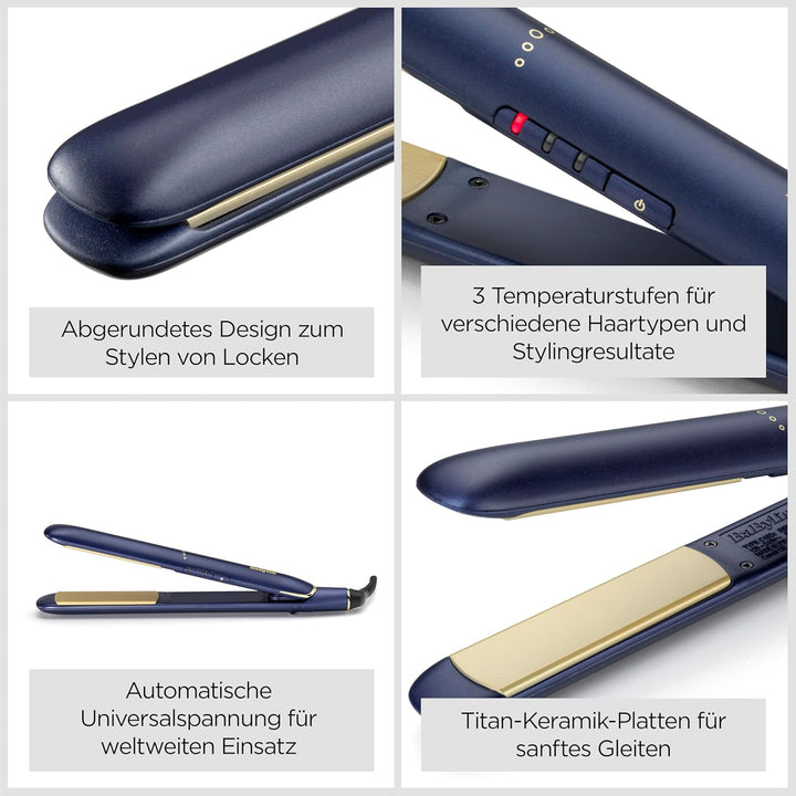 BaByliss Midnight Luxe Glätteisen - Titanium Ceramic Floating Plates für sanftes Gleiten, schnelles