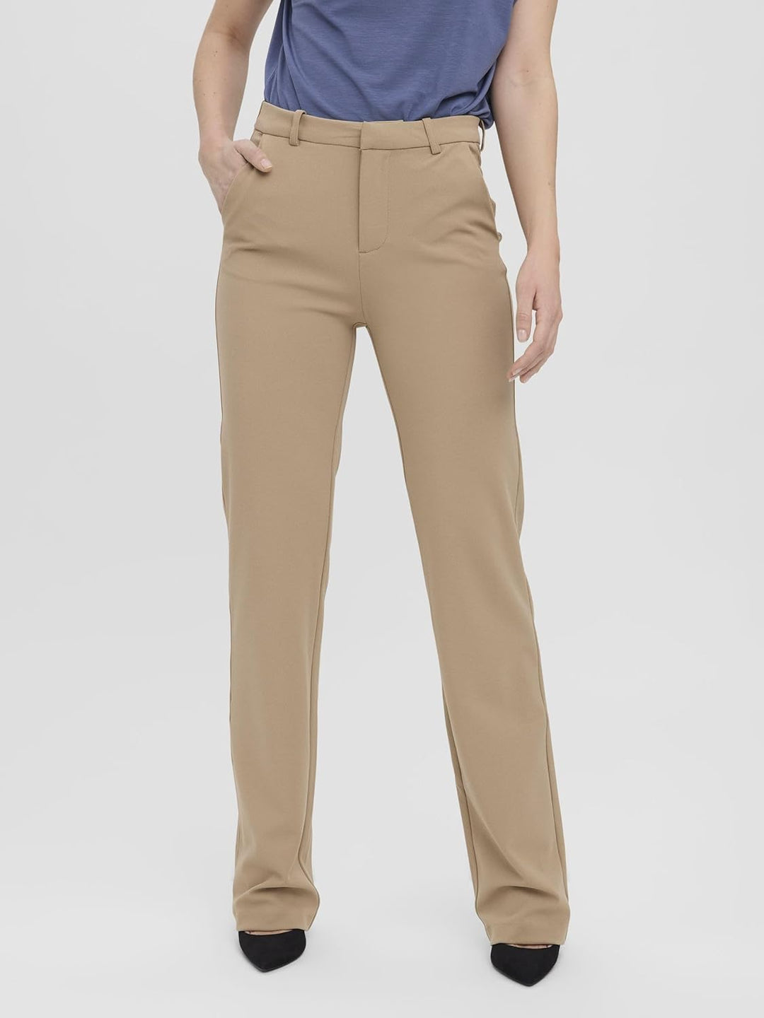 VERO MODA Female Hose VMZAMIRA Mittlere Taille Hose XS / 34L Silver Mink, XS / 34L Silver Mink