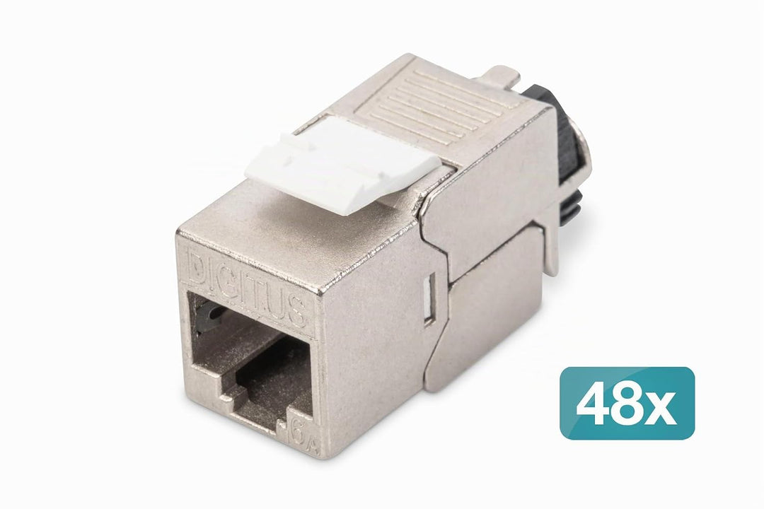 DIGITUS Keystone-Modul Cat-6A Geschirmt - 48 Stück - RJ45-Buchse - 500 MHz 10GBase-T - AWG 26-22 - D