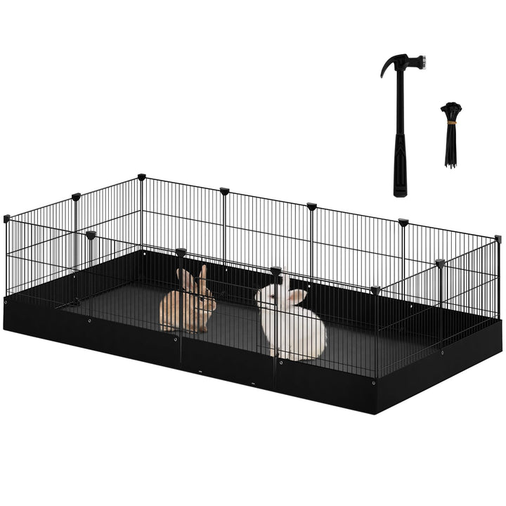 EUGAD Freigehege für Kaninchen, Freilaufgehege mit Unterlage, DIY-Kleintiergehege, Meerschweinchen G