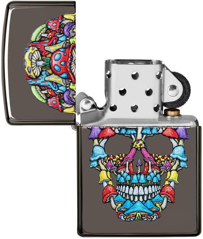 ZIPPO – Totenkopf Design, Color Image, Black Ice – Sturmfeuerzeug, nachfüllbar, in hochwertiger Gesc