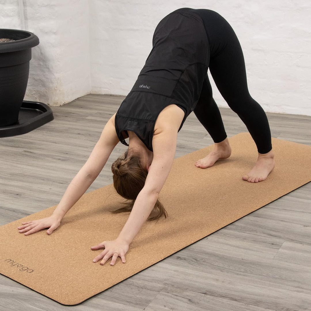Myga XL Kork Yogamatte | 200 cm x 70 cm | Rutschfest, Wäremeregulierend & Leicht zu Tragen – 6 mm Di