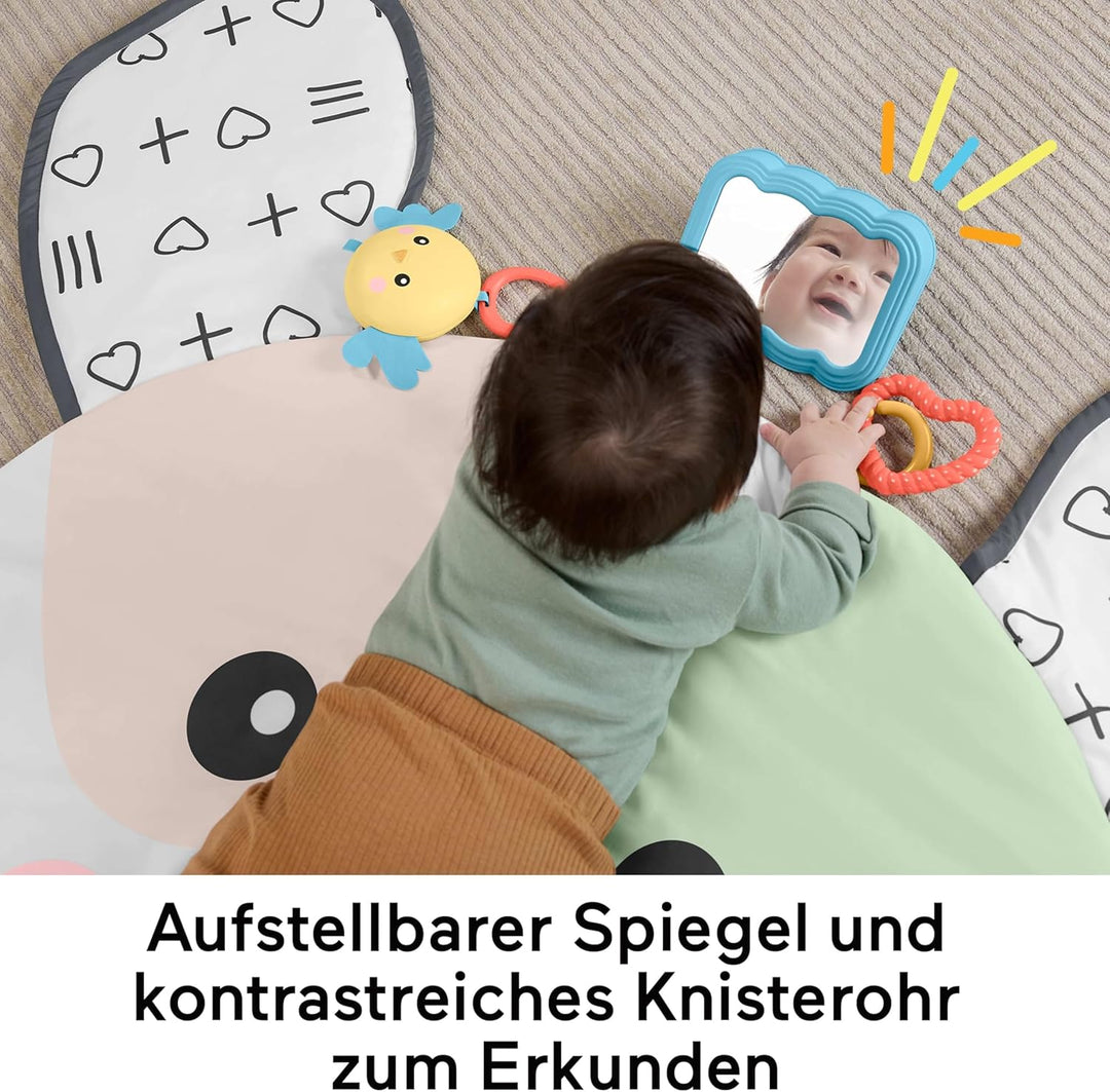 Fisher-Price Baby-Spielzeug Hündchen-Spielmatte, ca. 91 x 107 cm, sensorische Entwicklung für Neugeb