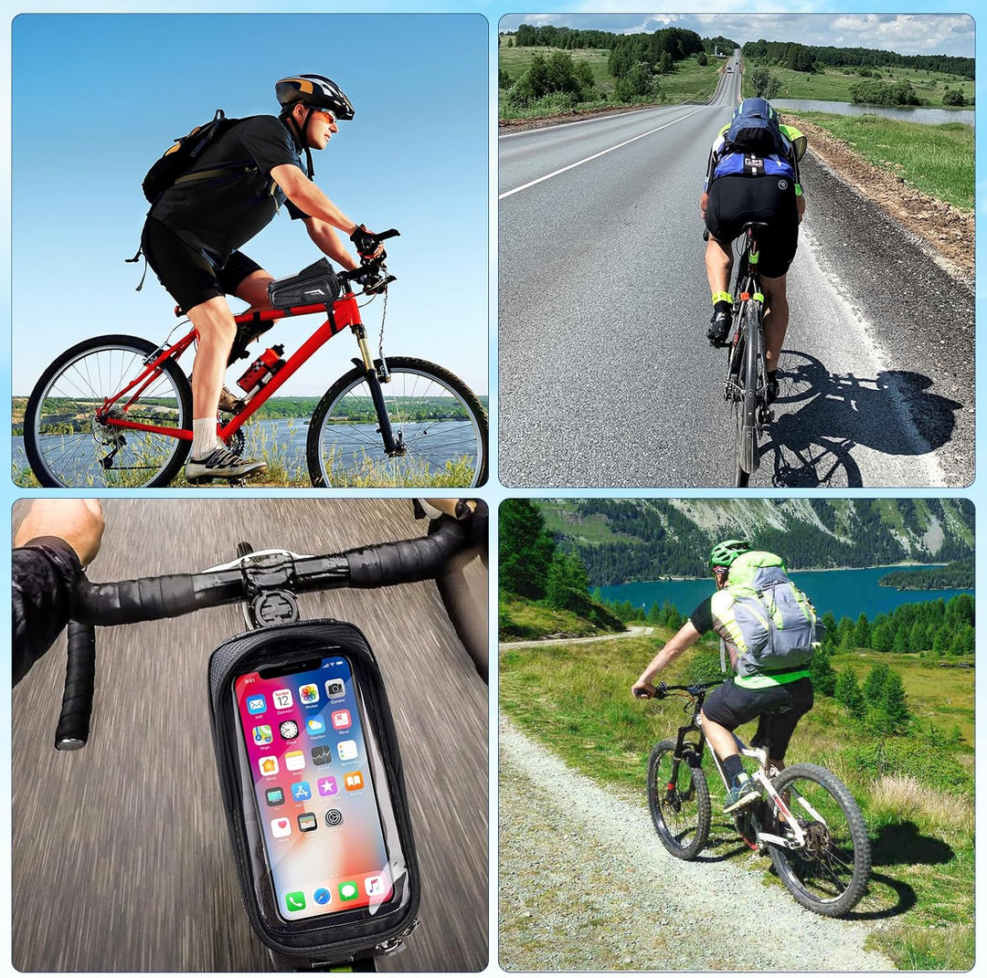 Fahrradtasche Rahmen, Wasserdicht Fahrrad Rahmentasche, Oberrohrtasche Fahrrad mit 3D Sonnenblende u