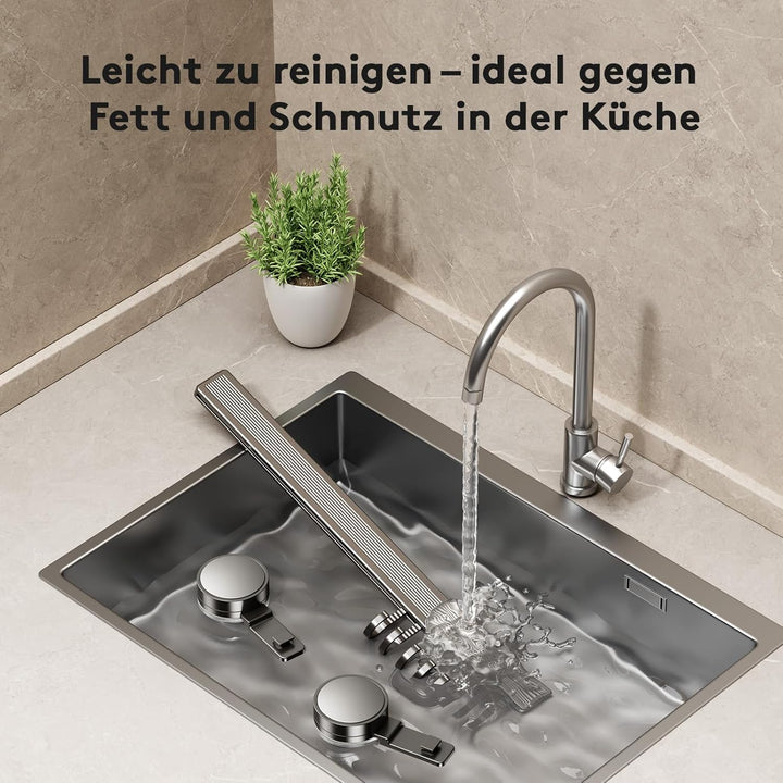 FERCOSEN Hakenleiste Küche ohne Bohren mit Saugnapf | 12 Haken, 60 cm lang, 20 kg Tragfähigkeit, 1-M