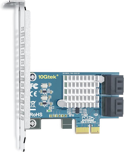 PCIe SATA X4 Card 4 Port with 4 SATA Cables and Low Profile Bracket, 6Gbps SATA3.0 Controller PCI Ex