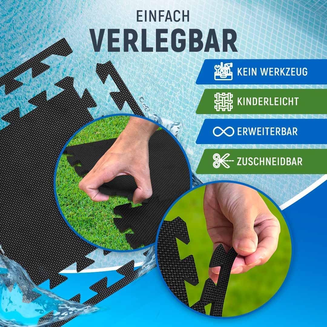 NEOLYMP 72 Stück Pool Unterlage Outdoor zuschneidbar - Whirlpool Unterlegmatte rutschfest und langle