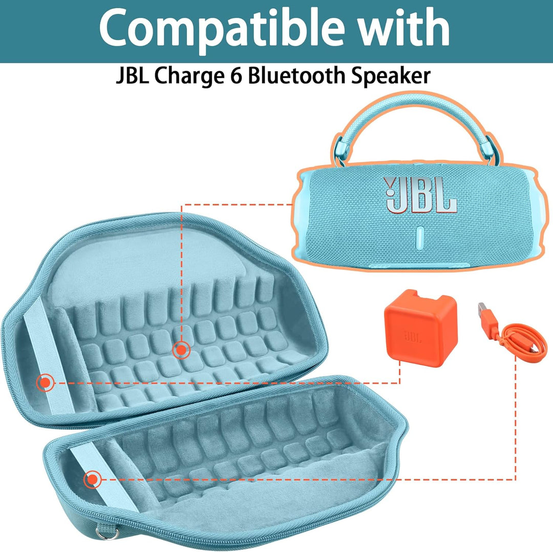 co2CREA Hart Reise Schutz Hülle Etui Tasche für JBL Charge 6 Bluetooth Lautsprecher mit abnehmbarem