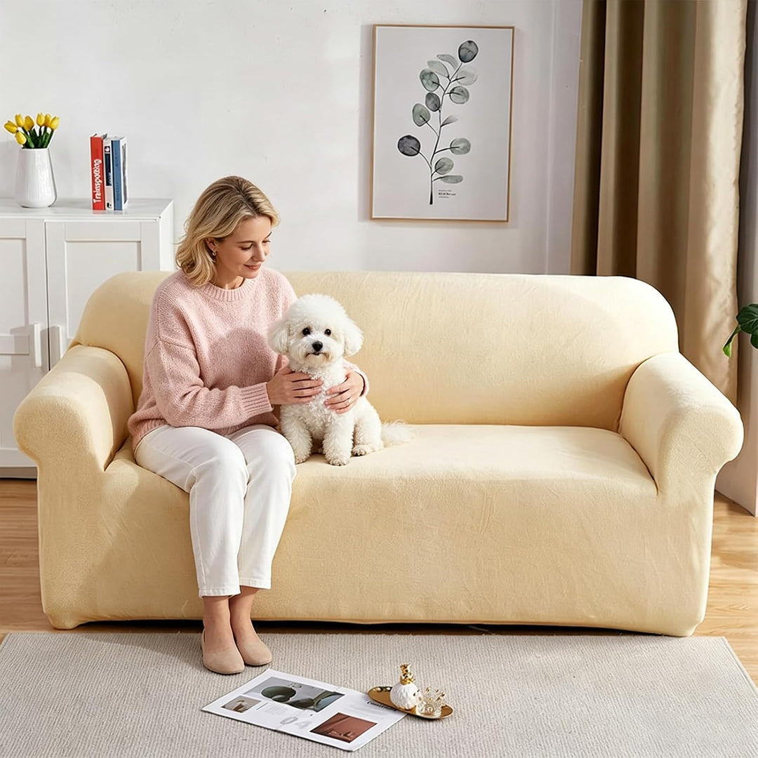 PETCUTE Sesselbezüge Elastische Sesselbezüge Dicke Sofabezüge Sofabezüge Sahne 1 Sitzer Sahne, 1 Sit