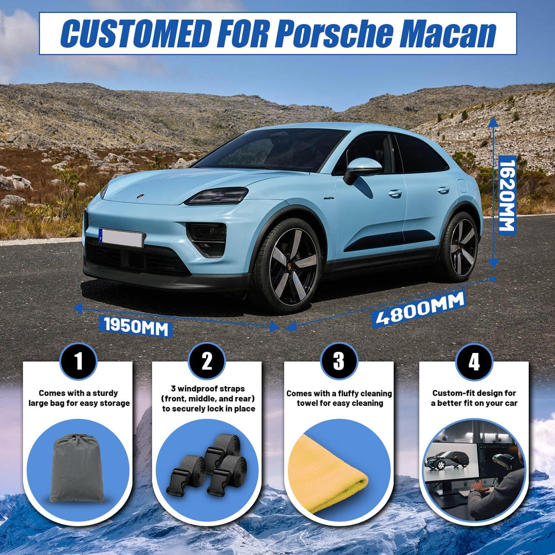 Autoabdeckung Wasserdicht Atmungsaktiv Passend für 2014-2025 Porsche Macan, Vollgarage Autoplane für