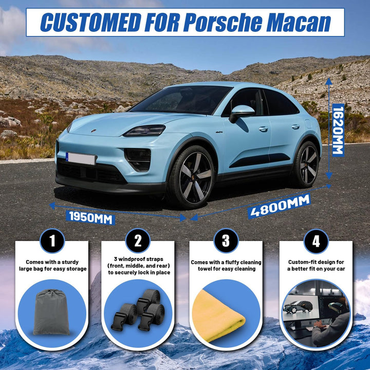 Autoabdeckung Wasserdicht Atmungsaktiv Passend für 2014-2025 Porsche Macan, Vollgarage Autoplane für