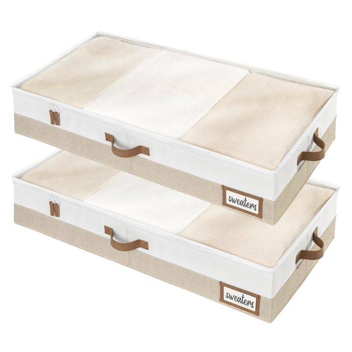 StorageWorks Unterbett Aufbewahrung, grosse Unterbett Aufbewahrungsbox mit Deckel Stoff, faltbare Un