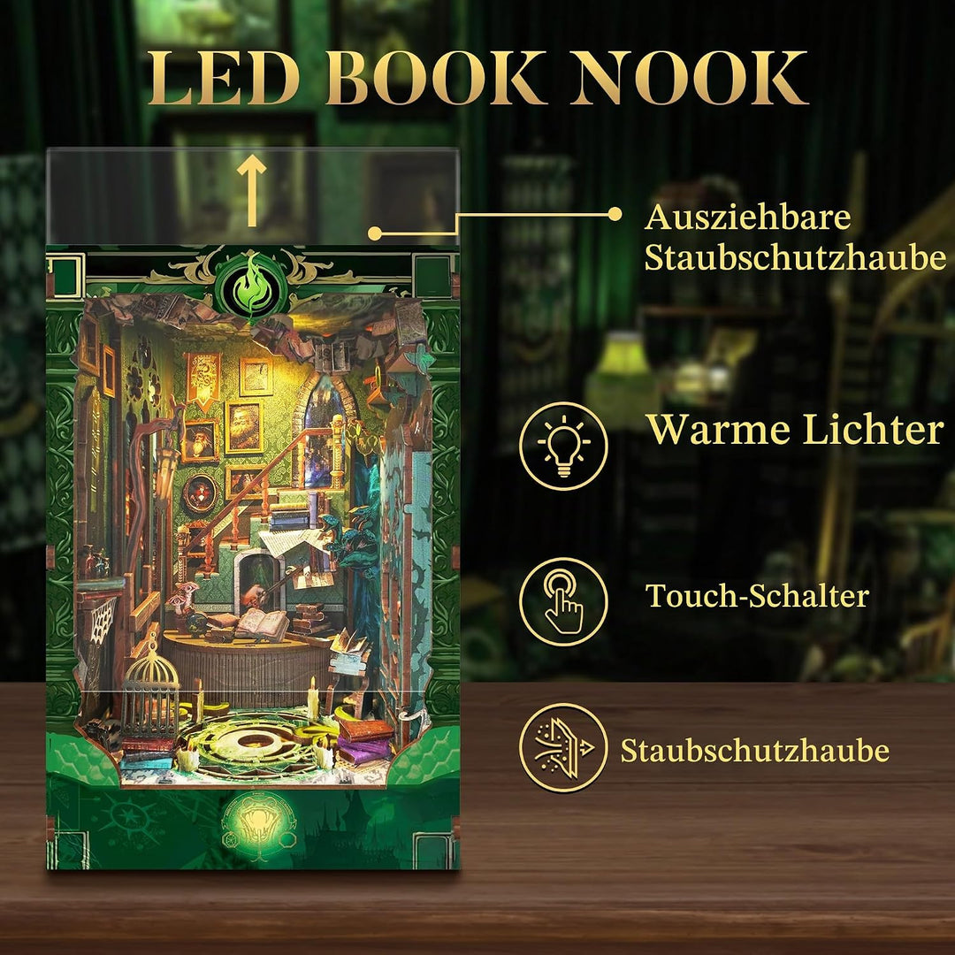Book Nook Kit für Erwachsene: LUMYCE Holzpuzzle DIY Miniatur Haus 3D Puppenhaus - Buchstütze für Büc
