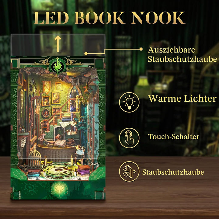 Book Nook Kit für Erwachsene: LUMYCE Holzpuzzle DIY Miniatur Haus 3D Puppenhaus - Buchstütze für Büc