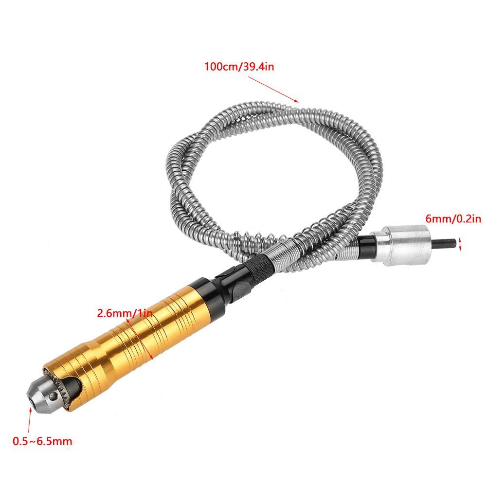 Flexwelle 6mm, Flexibler Wellenschleifer, Welle Bohrfutter 0,5-6,5mm Spanngriff zum Polieren, Gravie
