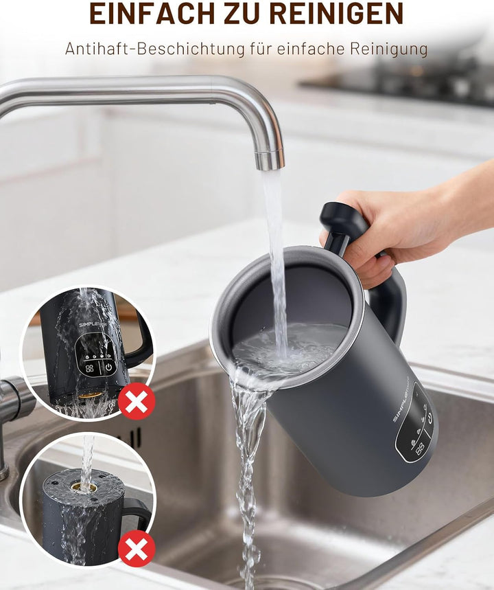 SIMPLETASTE Milchaufschäumer Elektrisch 4-in-1, Heisser & kalter Milchschaum, Milch erwärmen & Kakao
