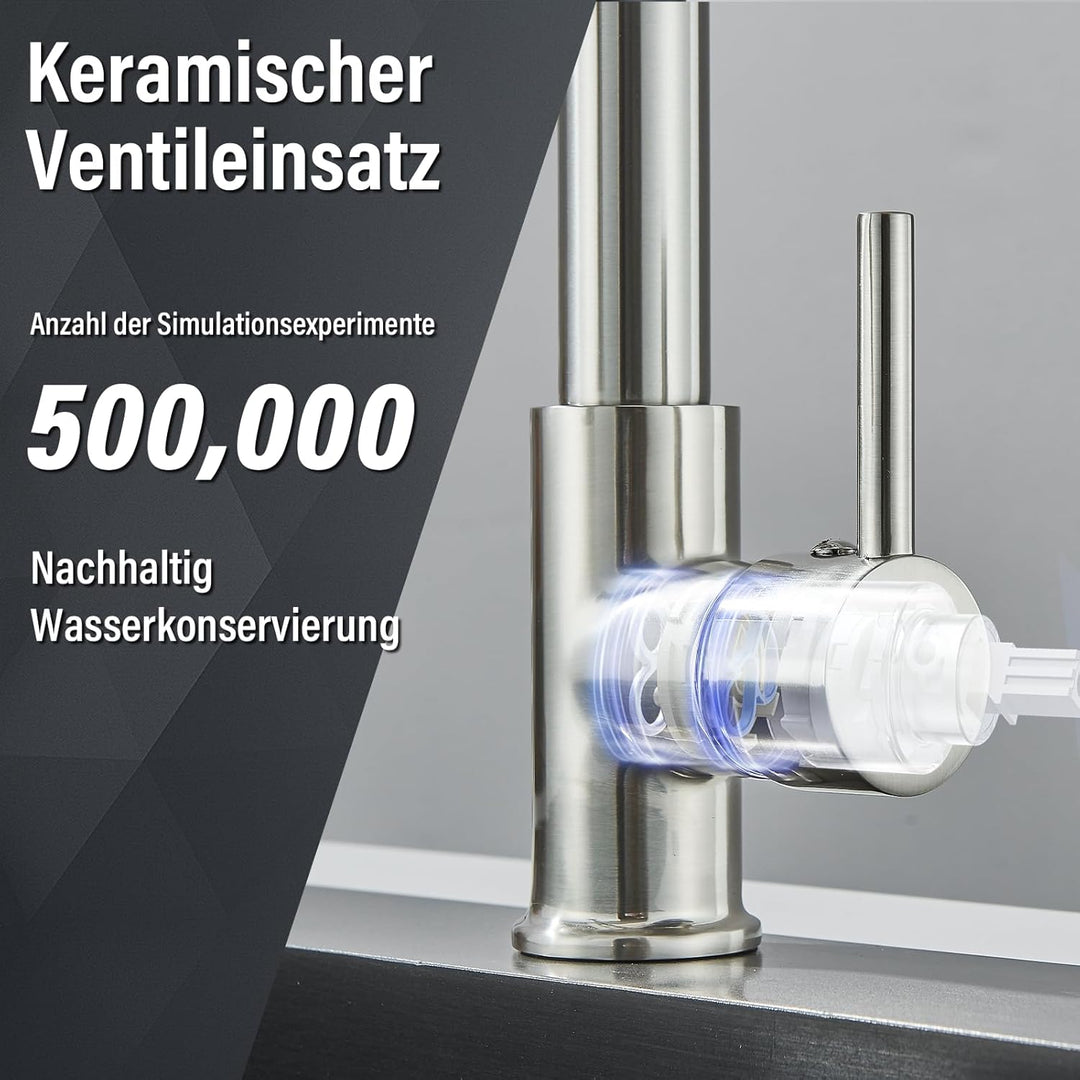 Cesinkin Niederdruck Wasserhahn Küche Spültischarmatur Mischbatterie Armatur Küche mit 2 Sprühfunkti