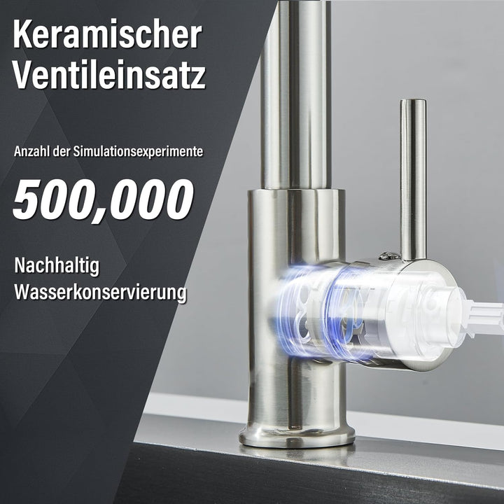 Cesinkin Niederdruck Wasserhahn Küche Spültischarmatur Mischbatterie Armatur Küche mit 2 Sprühfunkti
