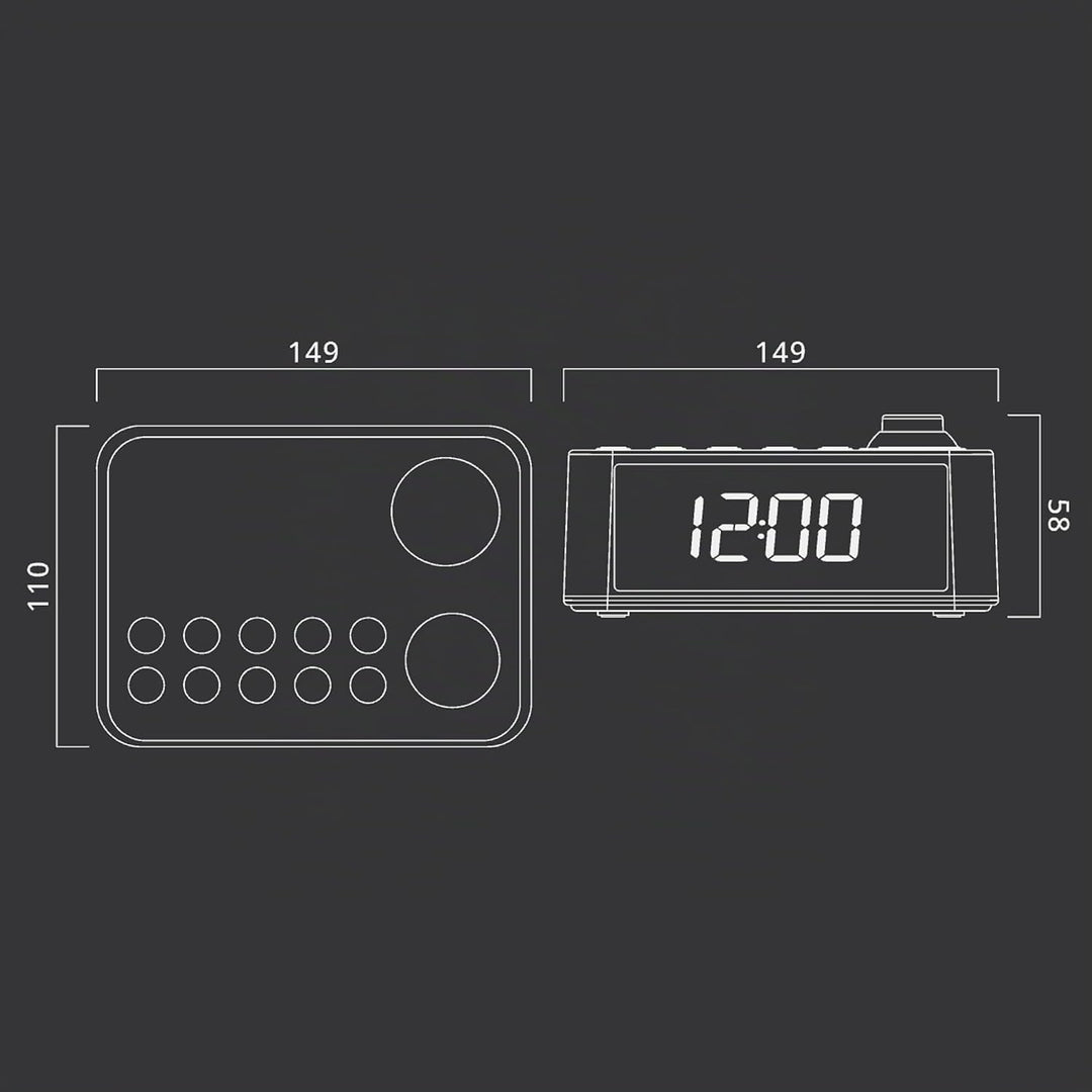 Muse M-178 P Radiowecker mit Uhrzeitprojektion, Schlummerfunktion, AUX-Eingang, Akku- oder Netzbetri