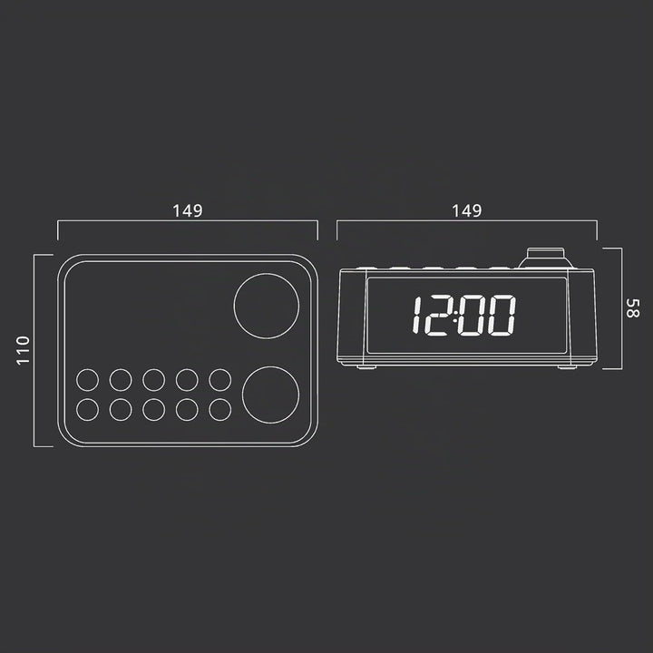 Muse M-178 P Radiowecker mit Uhrzeitprojektion, Schlummerfunktion, AUX-Eingang, Akku- oder Netzbetri