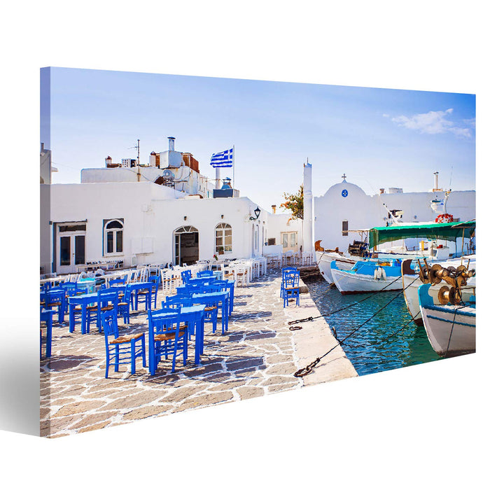 Bild Bilder auf Leinwand Griechisches Fischerdorf in Paros Naousa Griechenland Wandbild Poster Leinw