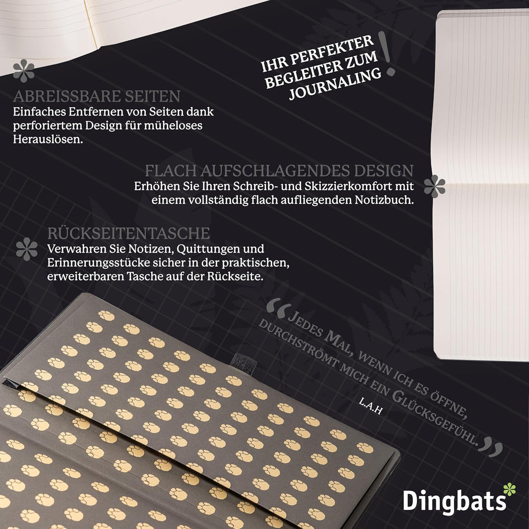 Dingbats - Wildtiere Liniertes Extra Grosses Notizbuch, Grauer Elefant, A4 - Hardcover Notizbuch - P