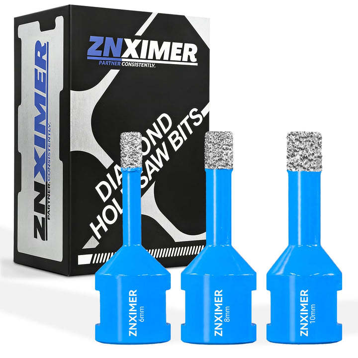 Diamant Fliesenbohrer Set 6/8/10mm - M14 Trockenbohrkrone Vakuumgelöteter Lochsäge für Fliesen Porze