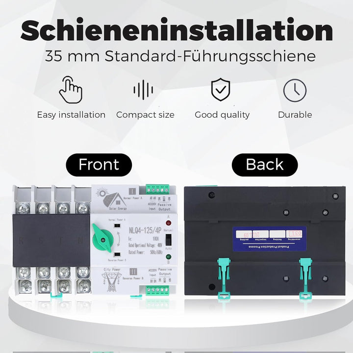 Notstrom Umschalter, 4P Automatischer Umschalter Notstrom Hutschiene, Dual Power Automatischer Trans