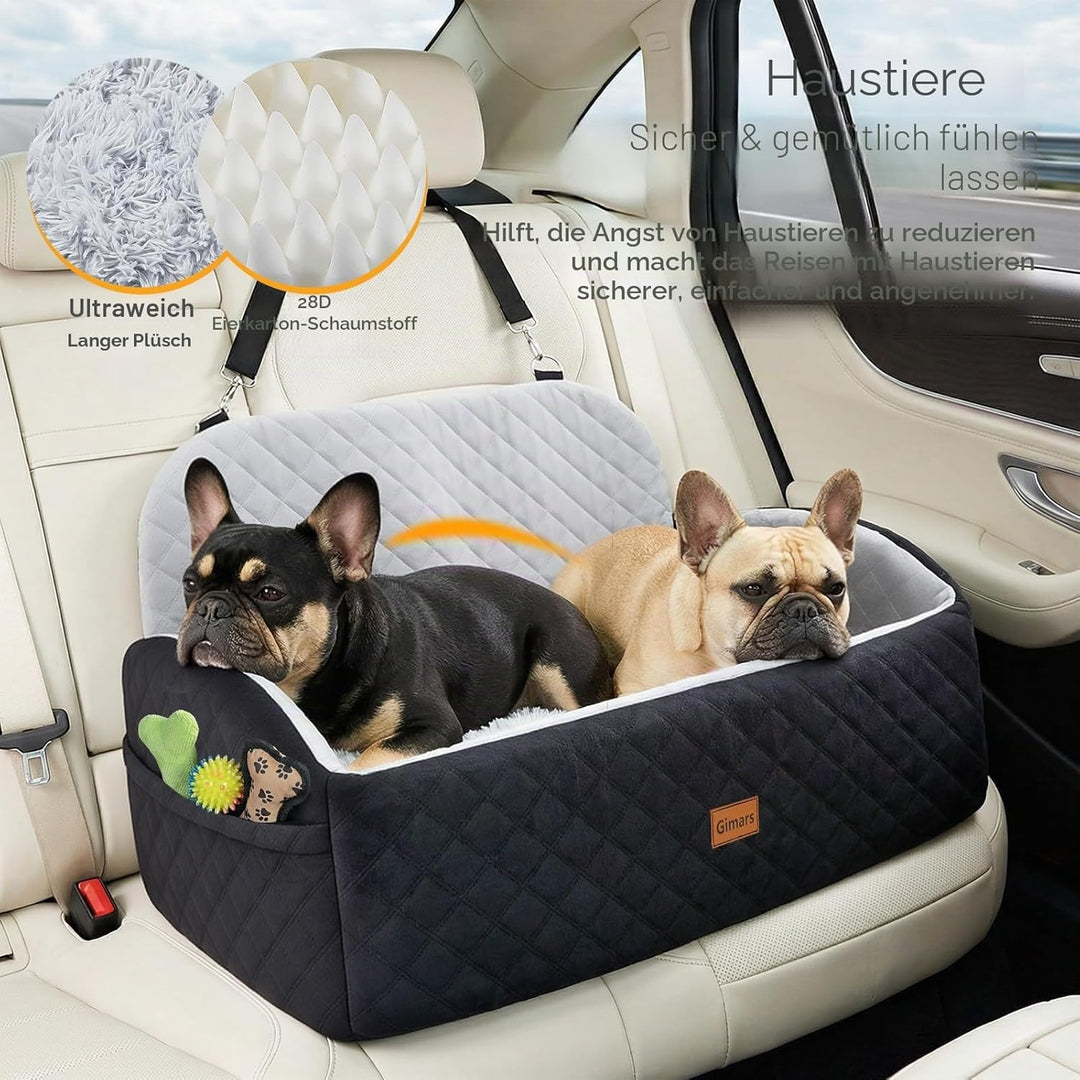 Gimars Wende-Hunde Autositz Mit Lang-/Kurzplüsch Sitzkissen Für Kleine/Mittlere Hunde Bis 27kg, Abne