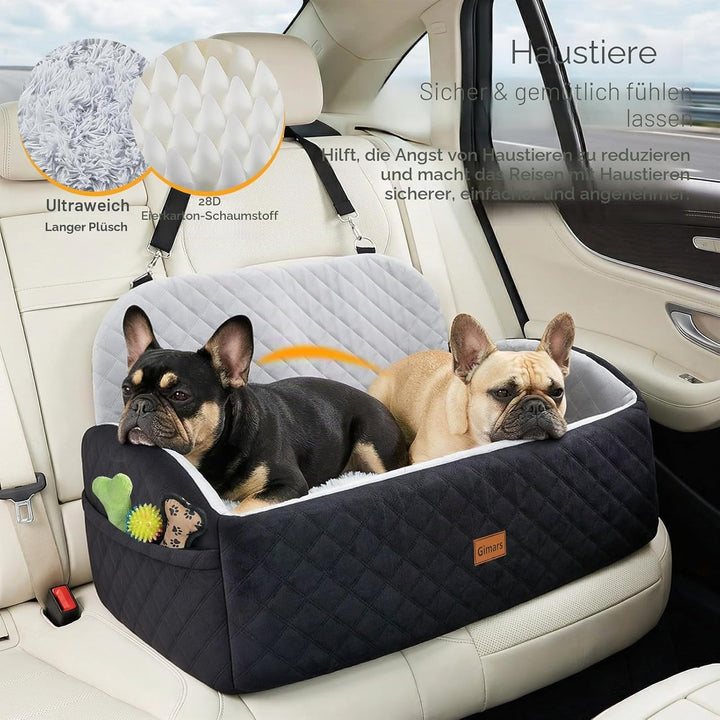 Gimars Wende-Hunde Autositz Mit Lang-/Kurzplüsch Sitzkissen Für Kleine/Mittlere Hunde Bis 27kg, Abne