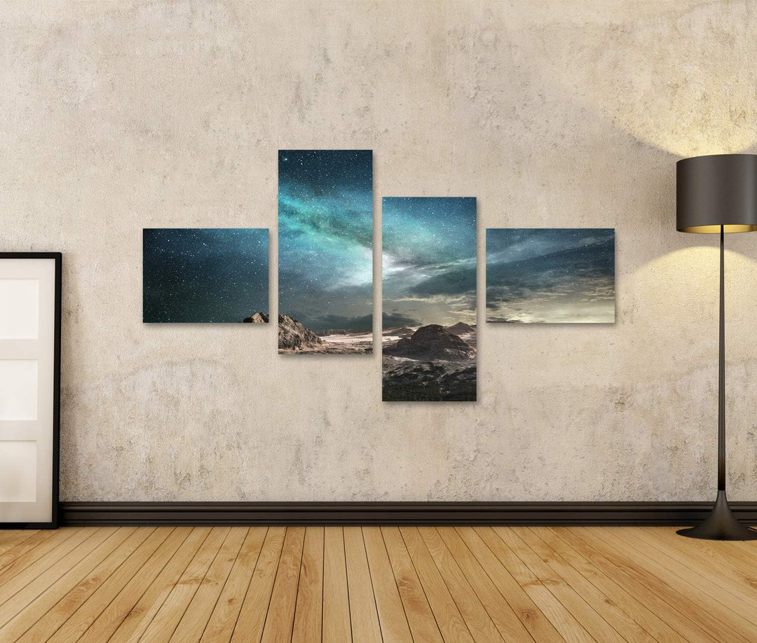 islandburner Bild auf Leinwand Milchstrasse In Der Morgendämmerung In Einer Berglandschaft Bilder Wa