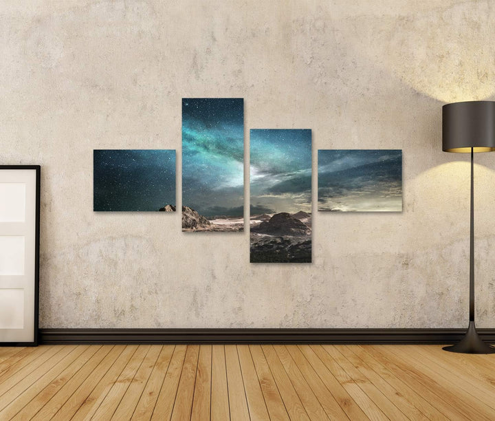 islandburner Bild auf Leinwand Milchstrasse In Der Morgendämmerung In Einer Berglandschaft Bilder Wa