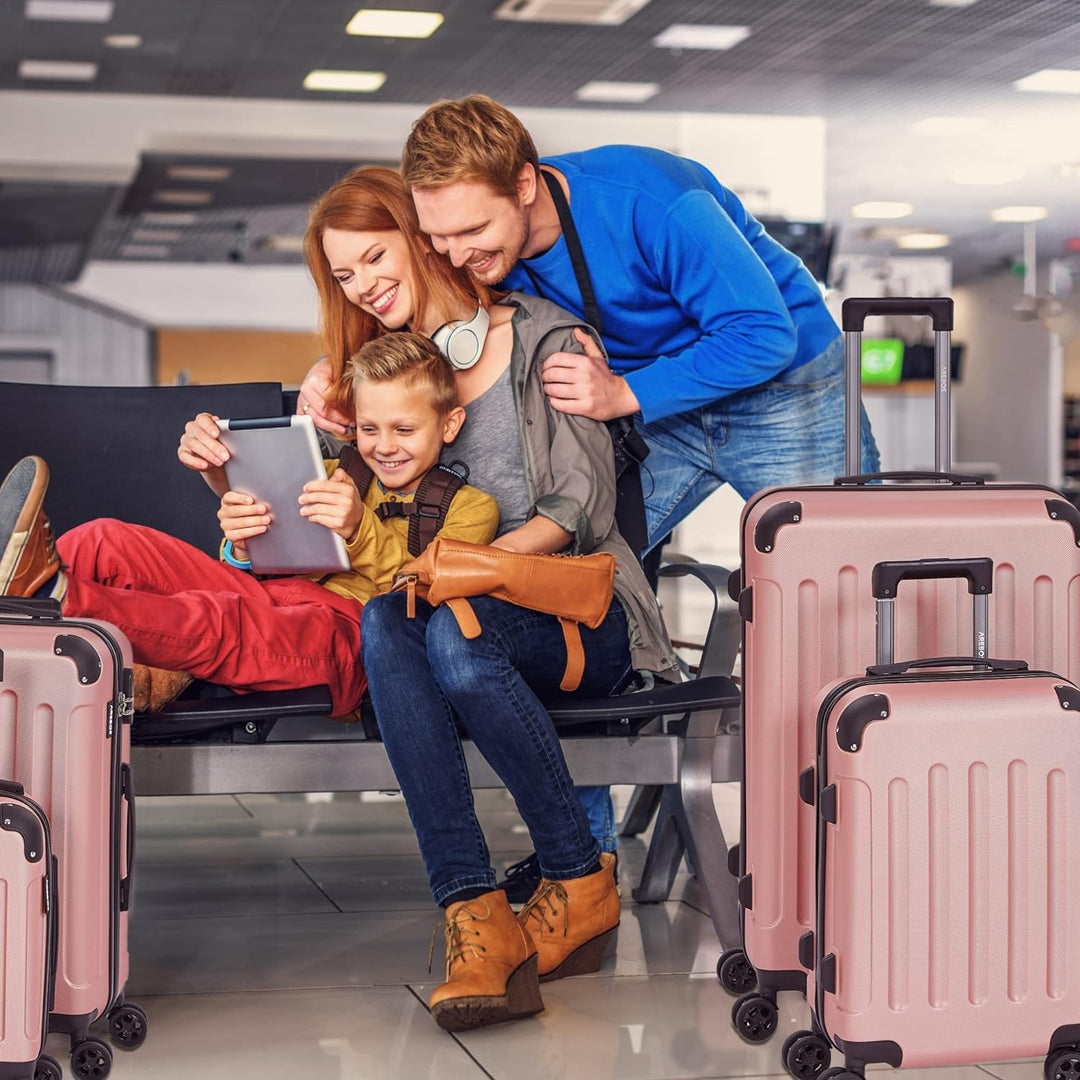 Arebos Reisekoffer 4er Set I ABS-Hartschale I Trolley Kofferset I Teleskopgriff I Inkl. Reissverschl