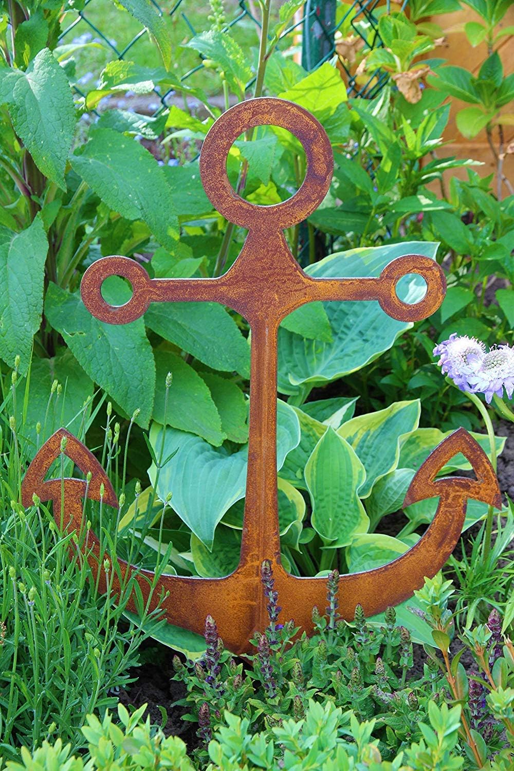 Bornhöft Gartenstecker Anker Metall Rost Gartendeko Edelrost Gross rostig (54cm x 46cm gross)